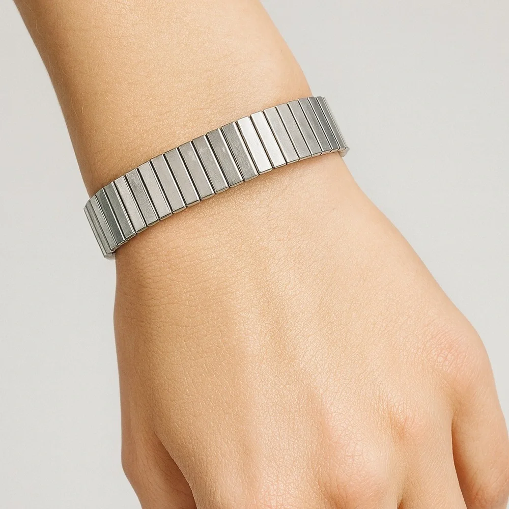 Vintage 1950’s watch stretch bracelet stainless reversible band accordion